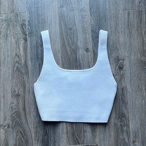 Aritzia Babaton White Sculpt Knit Tank Top